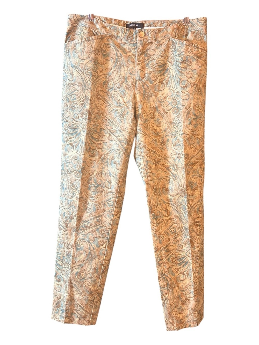 Lafayette 148 New York Tan and Light Blue Stretchy Tapered Jeans Women’s 10